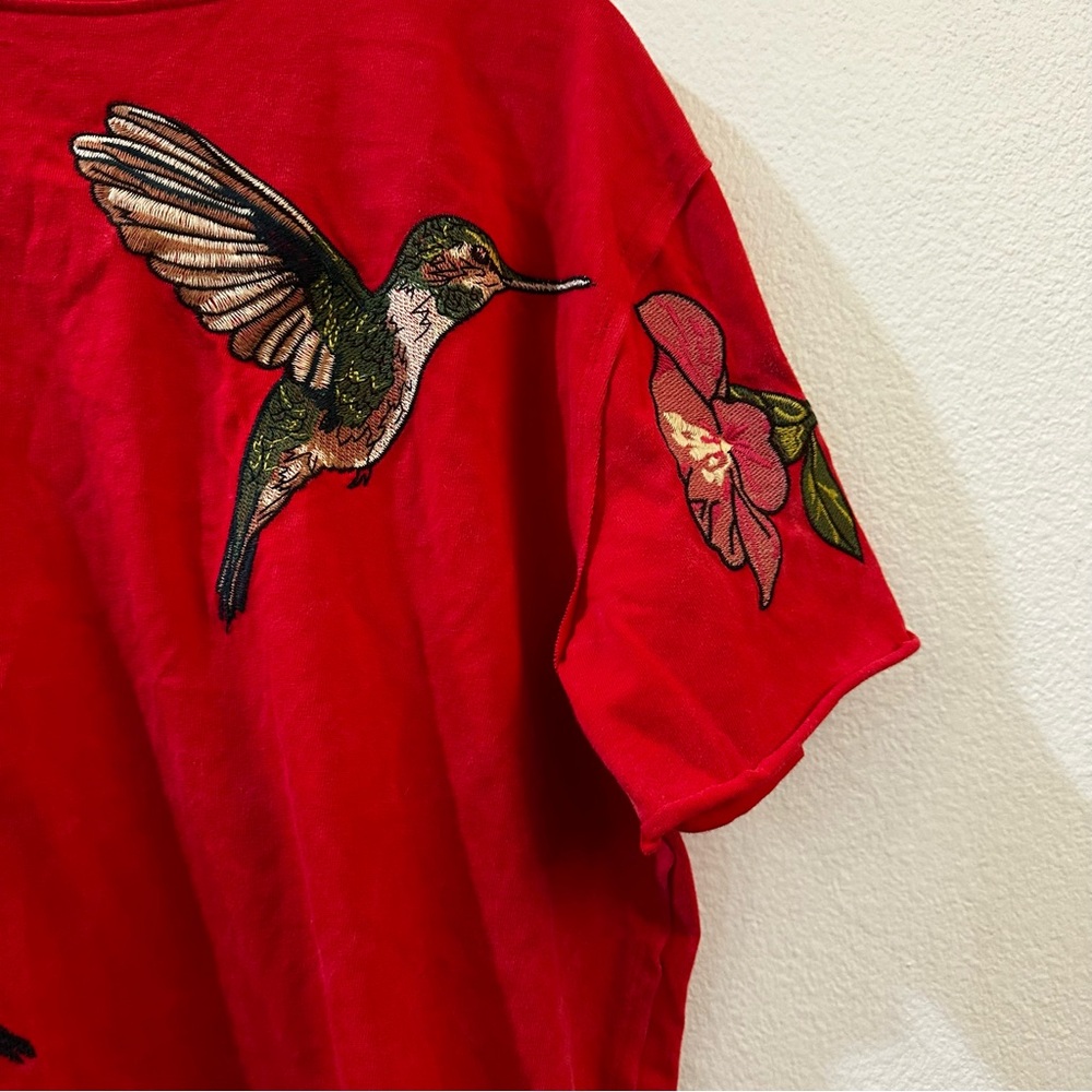 Free People x Denim and Bone Red Hummingbird Tee Size XS - Picture 7 of 12